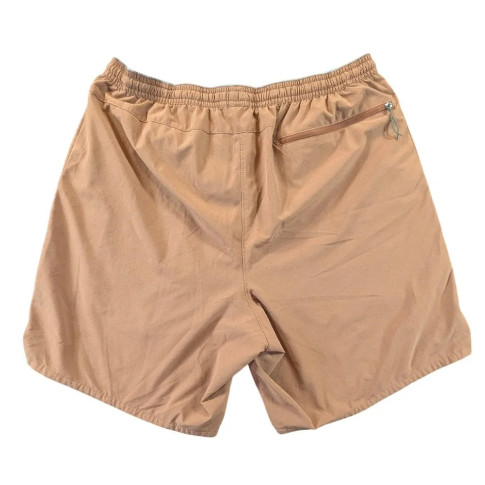 Patagonia Nine Trails Shorts Mens Tan Brown Zipper Pockets Gorpcore Hiking L